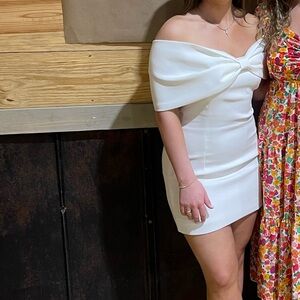 Meshki White Off-Shoulder Mini Dress